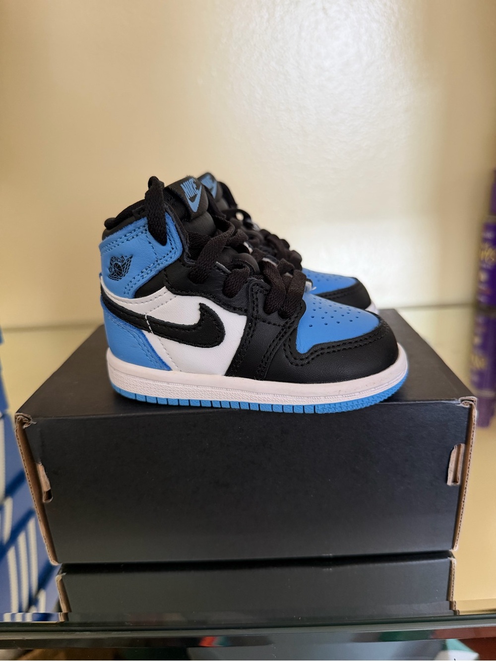 Nike Kids High-Top Sneakers in Black, White & Blue